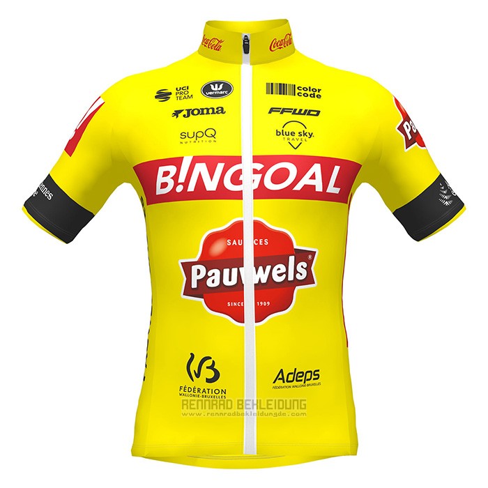 2022 Fahrradbekleidung Bingoal WB Gelb Trikot Kurzarm und Tragerhose - zum Schließen ins Bild klicken